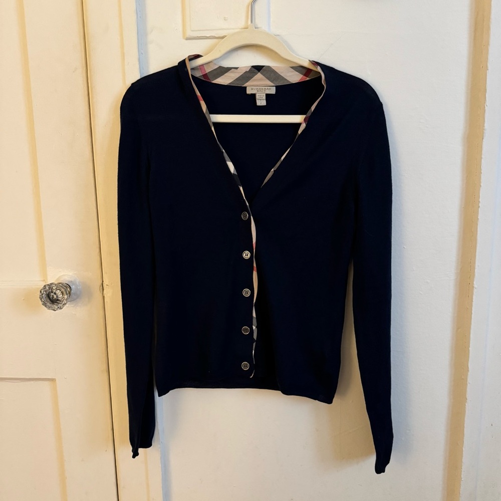 Burberry Dark Blue Merino Wool Cardigan
